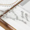 Grenzüberschreitendes Halsketten-Ohrring-Set mit Strasssteinen für das Hochzeitsbankett der Braut, leichter Luxus, modischer, super funkelnder Volldiamantschmuck
