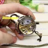 Autres montres Steampunk Poche mécanique Vintage Bronze Fob Horloge de poche Boule de verre Chiffre romain Mini relogio de bolso mecanicas 2020 T240329