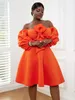 aomei бальные платья Dr для женщин больших размеров оранжевый с открытыми плечами и вырезами трапециевидной формы летние свадебные гостьи вечерние наряды 4XL I0Ym #