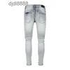 Men's designer pants 2023 New Blue Jeans Red Split Leather Fashion Mens