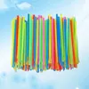 Disposable Cups Straws 50pcs Spoon Dual Use Drinking Straw For Shaved Ice (Assorted Color)