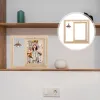 Cadre Photo rotatif Double face, cadres Photo en bois pour bureau et maison, table avec lampe