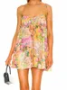 Boho Bogen geraffte BH Korsett Stil Fr Print Spaghetti Strap Mini Dr Frauen Backl Skater Schnürung Up Sling Robe Urlaub n66v #