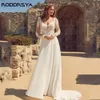 Urban Sexy sukienki Roddrsya Klasyczna suknia ślubna z Illsuion Back Bride Suknie Party Szyfonowe Side Split A-Line Applique Vestidos de novia yq240329