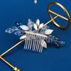 rhineste nupcial grampo de cabelo headbands acessórios jóias cor azul cristal artesanal tiara casamento pente de cabelo f12s #