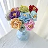 Dekorativa blommor Hand-crochet Flower Rose Bouquet Artificial Homemade Sticked Woolly Wedding Home Decoration Kid Gift