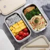 Vaisselle Double couche boîte à déjeuner Bento conteneur Portable pour étudiant employé de bureau boîte à déjeuner micro-ondes