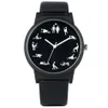 Creative Fun Quartz Watch for Men Black Dial Quartz Watches Comfort Black Leather Strap Wristwatch för Male H1012295o