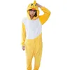 Ev Giyim Yetişkinleri Hayvan Onesie Duck Pijamalar Set Plagwear Kadın Kış Unisex Sarı Kostüm Karikatür Flanoel Çift Aile Pijamas