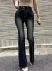 Dżinsy damskie retro wysoki talia mielona biała dżins Slim Fit Flered Pants 2024 Spring Korean Fashion Clothing