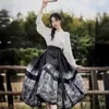 Vår kinesisk stil ny korshalsad hanfu topp+han element häst ansikt kjol en bit rem