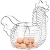収納ボトルメタルワイヤー卵バスケット卵のためのチキンバスケット型ホルダーハンドル付きの素朴な丸い丸い集会