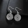 Boucles d'oreilles pendantes HXH QRX 925 en argent Sterling rondes pour femmes, bijoux de mariage rétro