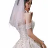 vendita all'ingrosso Velo da sposa di lusso con bordo in cristallo Corto due strati Velo da sposa in tulle bianco avorio 2023 F8XF #
