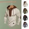 Hombres Sudadera con capucha Vintage con cordones Cordón Sudadera con capucha para hombre con hombros plisados Suave Elástico Transpirable Diario Top Diario L9n9 #