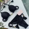 Nouveau bikini corde tressée sexy femmes deux pièces plage maillot de bain fendu