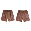 2024 디자이너 반바지 Rhude Shorts Beach Shorts Mens Street Wear Red Blue Black Purple Shorts 가죽 반바지 고급 반바지 미국 크기 : S-XL AB