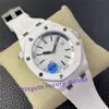 42mm Super Edition White Ceramic Watch 15707 Automatiska mekaniska herrklockor Cal.3120 Movement rostfritt stål silverarmband vattentäta armbandsur