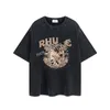 Herren Designer Rhu T-Shirt Vintage Retro Washed Shirt Luxusmarke T-Shirts Damen Kurzarm T-Shirt Sommer Kausal T-Shirts Hip Hop Tops Shorts Kleidung Verschiedene Farben-17