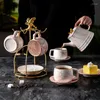 Teware Setleri Nordic Style Mermer Seramik Çay Seti Kahve Sütü çaydanlık fincanı ve tabak tepsisi oturma odası yemek masası ev dekorasyonları