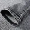 fi Vintage Homens Jeans de Alta Qualidade Retro Cinza Escuro Stretch Slim Fit Jeans Rasgado Homens Casual Designer Calças Jeans Hombre B6je #