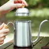 Kampkeuken Outdoor Koffiepot Roestvrij Theeketel Campingservies Houten handvat 650ml Koffieketel Theepot Filterbeker Bonenmolen 240329