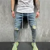 Heren Gescheurde Skinny Jeans Blauw Slim Fit Gat Potlood Broek Casual Bikerbroeken Streetwear 2022 Hoge Kwaliteit Denim Herenkleding v2vC#
