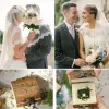 Display B36D Wooden Wedding Ring Box Rustic Ring Container Jewelry Holder Bearer Vintage Storage Case for Wedding Ceremony Gift