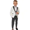 Beige Paisley Boys Suit Set Wedding Guest Outfit for Kids PantiSit Trzy sztuki Plezer Vest Pants Smart Stylish Tuxedo 240312