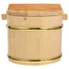 Garrafas de armazenamento arroz sushi tigela de madeira balde banheira oke hangiri caixa de mistura de madeira japonês barril de vapor servindo recipiente de comida bandeja redonda