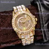 Other Watches Luxury Quartz es For Men Luxurious Design Man 322Pcs Diamon Cover Wrist With Calendar Battegue OOTD Accessorices T240329