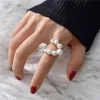 Cluster Rings Big Pearl Rings For Women Hip Hop Cool Large Finger Ring Inlaid Pearl Beads Girls New Fashion Adjustable Ring Jewelr286Y