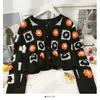 Kvinnor Y2K virkning Floral Knit LG Sleeve V Neck Sweater Estetic Hollow Out Overdimensionerade 90-talets E-Girl Korean Cardigan Coats Tops N9O0#