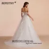 Robes sexy urbaines BEPEITHY Une ligne chérie mariée fête de mariage 2023 sans manches balayage train goutte épaule dentelle ivoire blanc robe de mariée yq240329