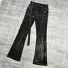 Slim Fit Revestido Micro-Queimado Jeans para Homens e Mulheres Rua Hip Hop Reta Cintura Alta Jeans Harajuku Estilo Calças Casuais N6cb #