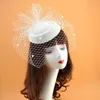 dames voelde fascinator hoed mesh sluier klein pluche golfpunt decor haarclips bruids cocktail hoofddeksel e00h#