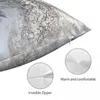 Pillow Grey And Silver Marble Polyester Cover For Livingroom Chair Decorative Soft