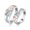 Cluster-Ringe S925 Sterling Silber Paar Ring für Männer und Frauen 5201314 Paar Moissanit One Color Separation Gold Rose Platin