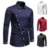 Men's Casual Shirts 2024 Amazon European Size Trendy Embroidered Asymmetric Long Sleeved Shirt Western Denim