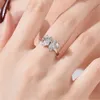 Luxury Butterfly Diamond Rings for Women Wedding 925 Sterling Silver Pink Designer Ring Woman 5A Zirconia Jewelry Casual Daily Outfit Travel Present Box Storlek 6-9