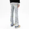 2023 New Fi Spl Ink Graffiti Vintage Baggy Men Flare Jeans Pants Elegant Wed Blue Hip Hop Denim Trousers Ropa Hombre N1Wa#