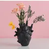 Vases Creative Art Vase 2024 Home Decor Heart Shaped Ornaments Resin Crafts Black White Contrast Decoration Of Living Room And Study