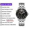 PHYLIDA Black Dial MIYOTA or PT5000 Automatic Watch DIVER NTTD Style Sapphire Crystal Solid Bracelet Waterproof 200M 210329247d