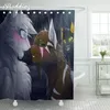 Rideaux de douche Animal Fantasy Series Rideau 3D imprimé dessin animé Anime salle de bain étanche avec crochets pour la décoration