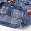 Geborduurde Vlinder Denim Jas Vrouwen Vintage Losse Jeans Uitloper Persality Straat Harajuku Casual Dames Korte Jas Tops R011 #