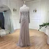 Serene HILL 2024 Sier Nude Sirène Musulmane Lg Luxe Perlée Soirée Dres Robes Formelles Pour Les Femmes De Mariage Partie GLA70752H e47A #