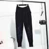 Pantalon de deux pièces pour femmes Travail lourd Perles Broderie Survêtement tricoté Femmes Tenues Printemps Automne Lâche Pull Noir Pull Crayon Ensemble