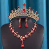 1 st brud Rhineste Crown Tiara Ny Veil Crown Halsband Set av tre flickor Performance Birthday Present Hair Accores L6MP#