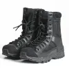 Buty wojskowe botki mężczyźni czarne skórzane buty bojowe buty robocze zimowe męskie kostki