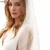 topqueen Elegant 2 Tier Wedding Veil Beads Crystal Pearls Edge Bridal Veil Cover Face Dreamy Tulle Church Bride Accories V191 16mH#